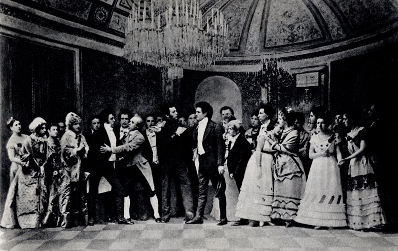 Сцена из первой постановки оперы П. И. Чайковского 'Евгений Онегин' 1879 г