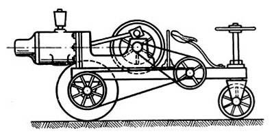 Схема самоходной тележки Мамина с двигателем внутреннего сгорания